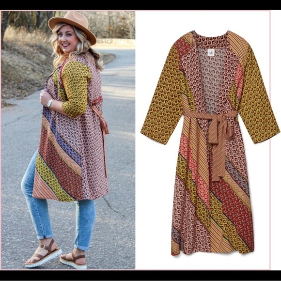 CAbi Poet Jacket Kimono Belted Bold Boho Patchwork Topper Cardigan Multicolor XS - Picture 3 of 12